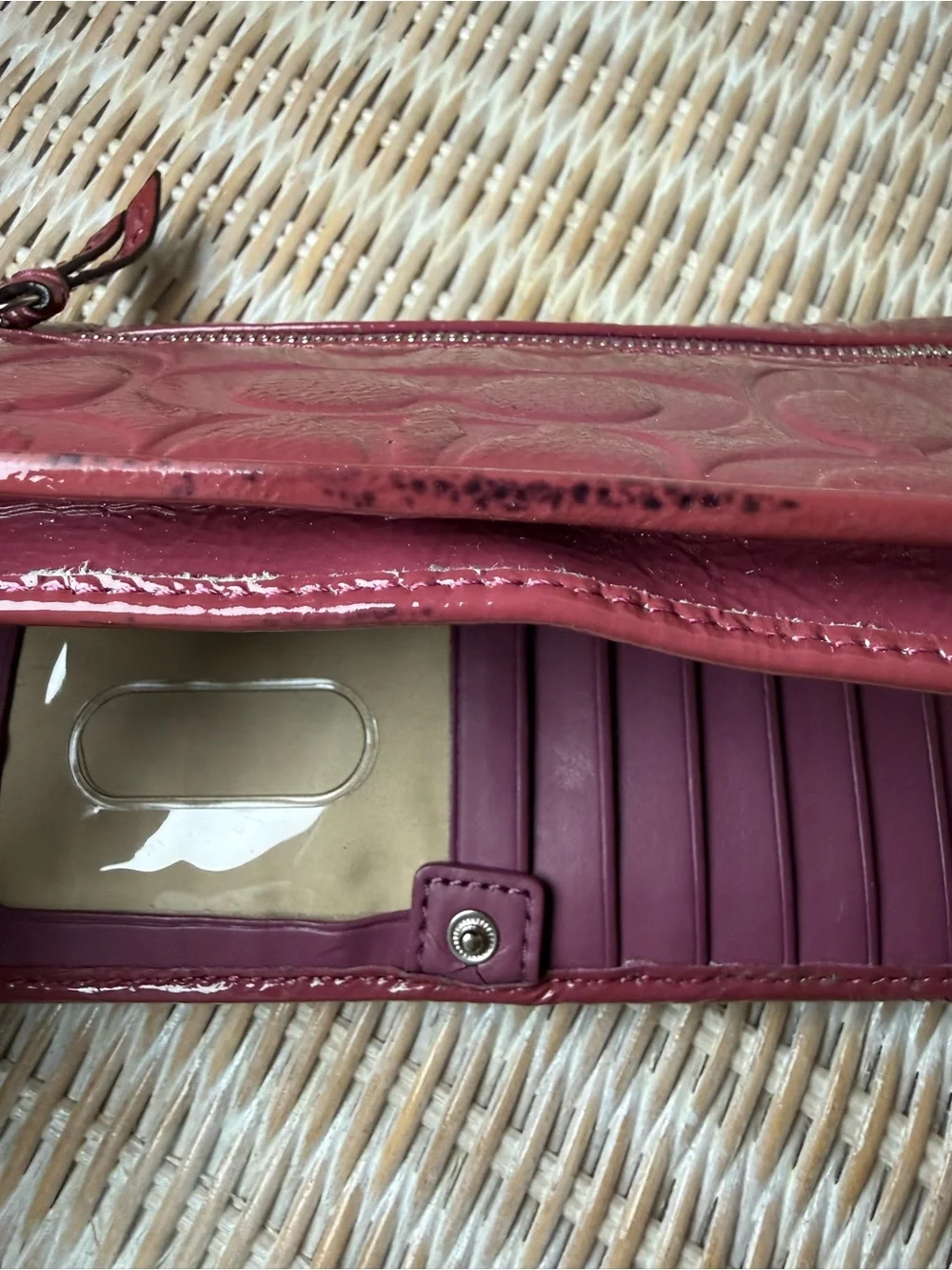 Coach Mauve Pink Patent Leather Signature Bifold Envelope Wallet